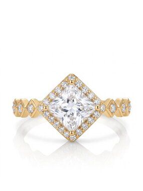 Square cut Gold ring, 925 Sterling Silver with 10k gold finish